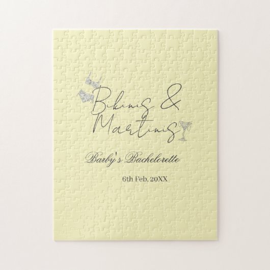 Bikins & Martinis bachelorette party yellow retro ジグソーパズル (縦)