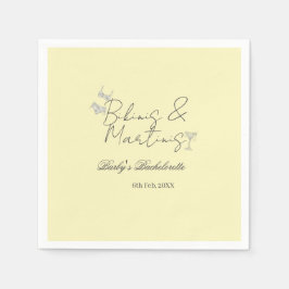 Bikins & Martinis bachelorette party yellow retro スタンダードカクテルナプキン