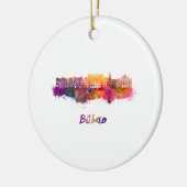 Bilbao skyline in watercolor セラミックオーナメント (左)