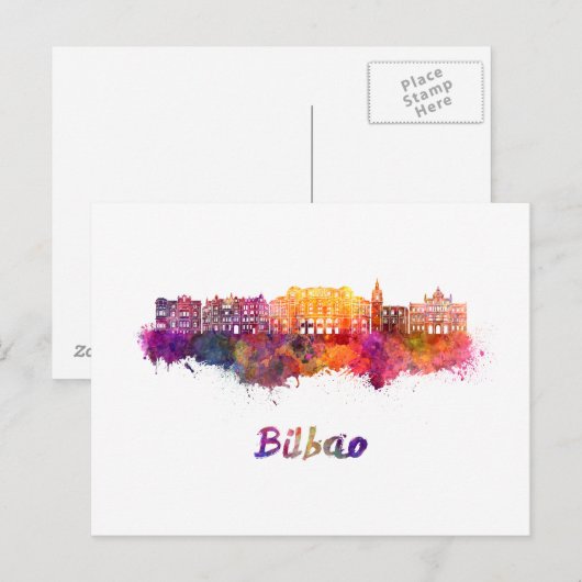 Bilbao skyline in watercolor ポストカード (正面/裏面)