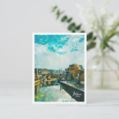 Bilbao Spain Oil Paint City Landscape ポストカード (スタンド正面)