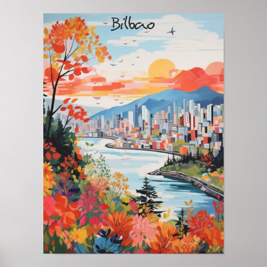 Bilbao Spain Travel City Wall Art Aesthetic ポスター (正面)