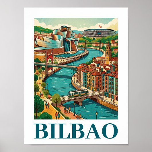 Bilbao Spain Travel - Colorful Architecture ポスター (正面)