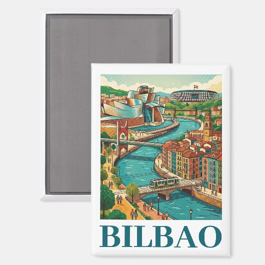 Bilbao Spain Travel - Colorful Architecture マグネット (正面/裏面)