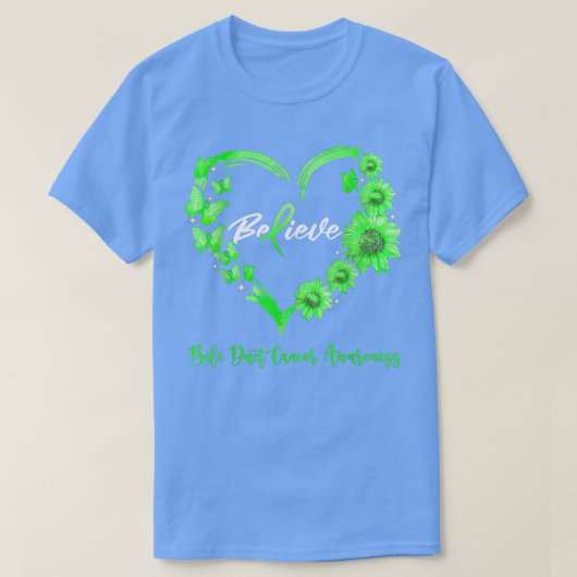 Bile Duct Cancer Awareness Heart Butterfly Sunflow Tシャツ (デザイン正面)