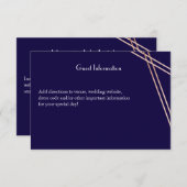 BilingualのGuestcardを結婚するばら色の金ゴールドのストライプ 招待状 (正面/裏面)