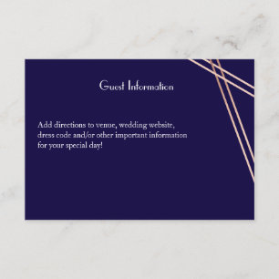 BilingualのGuestcardを結婚するばら色の金ゴールドのストライプ 招待状