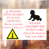 Bilingual Car Safety Sticker Warning  ウィンドウサイン (シート2)