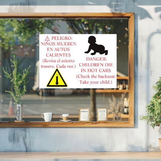 Bilingual Car Safety Sticker Warning  ウィンドウサイン
