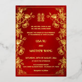 BILINGUAL Gold Frame Red Chinese Wedding 箔招待状 (正面)
