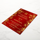  BILINGUAL Gold Frame Red Chinese Wedding 箔招待状 (回転した状態)