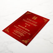  BILINGUAL Gold Frame Red Chinese Wedding 箔招待状 (回転した状態)