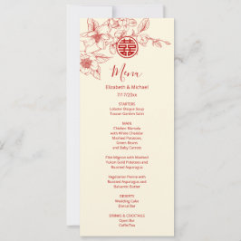 BILINGUAL Magnolia Chinese Wedding Menu Card 招待状