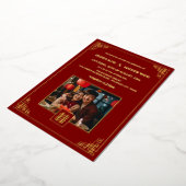 BILINGUAL Photo Red Gold Chinese Wedding 箔招待状 (回転した状態)
