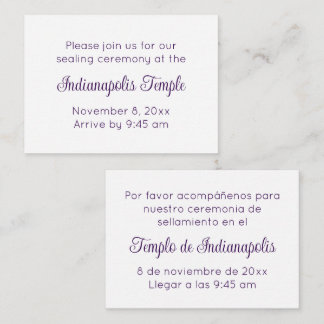 Bilingual Purple Script Temple Sealing Invitation エンクロージャーカード