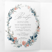 Bilingual Spanish English Flowers Baptism Bautizo  三つ折り招待状 (内部最初)