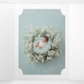 Bilingual Spanish English Flowers Baptism Bautizo  三つ折り招待状 (内部中)