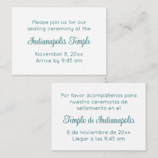 Bilingual Teal Script Temple Sealing Invitation エンクロージャーカード