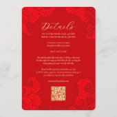 Bilingual Vietnamese English Red Floral Wedding 招待状 (裏面)