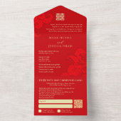 Bilingual Vietnamese English Red Wedding All In On オールインワン招待状 (内側)
