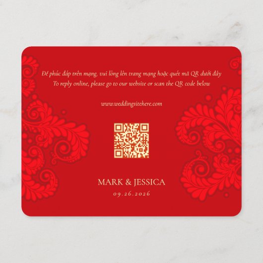 Bilingual Vietnamese English Red Wedding Thiep Moi (裏面)