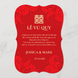 Bilingual Vietnamese Wedding Red Thank You Card サンキューカード