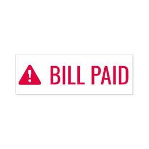 "BILL PAID" & Alertアイコンのラバースタンプ セルフインキングスタンプ