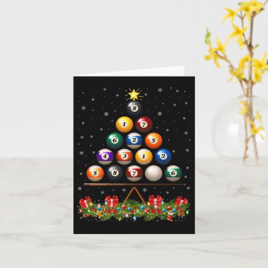 Billiard Ball Christmas Tree Lights Ol Billiards X カード (黄色い花)