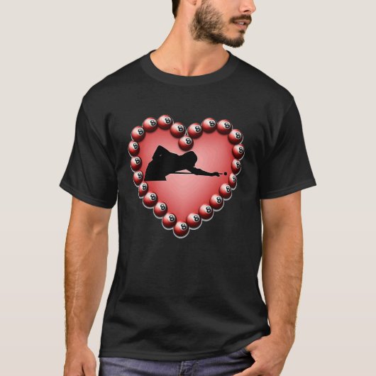 Billiard Ball Heart Valentine's Day Tees Teen Boys Tシャツ (正面)