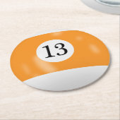 Billiard Ball Number 13 ラウンドペーパーコースター (アングル)