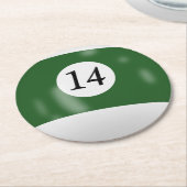 Billiard Ball Number 14 ラウンドペーパーコースター (アングル)
