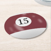 Billiard Ball Number 15 ラウンドペーパーコースター (アングル)