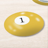 Billiard Ball Number 1 ラウンドペーパーコースター (アングル)