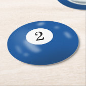 Billiard Ball Number 2 ラウンドペーパーコースター (アングル)