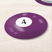 Billiard Ball Number 4 ラウンドペーパーコースター (アングル)