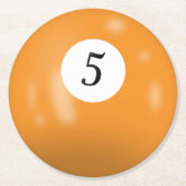 Billiard Ball Number 5 ラウンドペーパーコースター (正面)