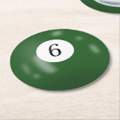 Billiard Ball Number 6 ラウンドペーパーコースター (アングル)