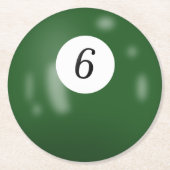 Billiard Ball Number 6 ラウンドペーパーコースター (正面)