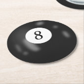 Billiard Ball Number 8 ラウンドペーパーコースター (アングル)