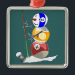 Billiard Ball Snowman メタルオーナメント<br><div class="desc">Adorable billiard ball snowman looks great on a wide variety of gift merchandise for any special occasion.</div>