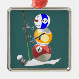 Billiard Ball Snowman メタルオーナメント