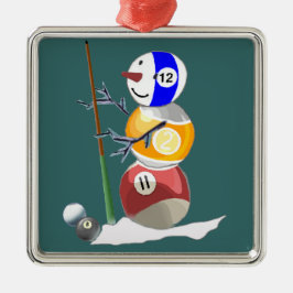 Billiard Ball Snowman メタルオーナメント