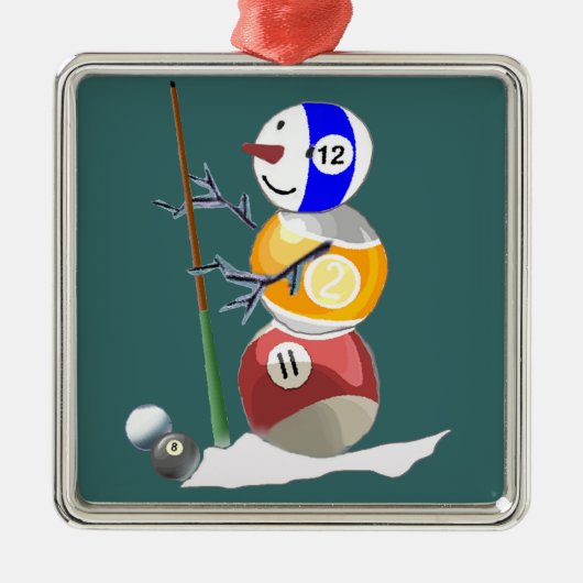 Billiard Ball Snowman メタルオーナメント (正面)