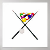 Billiard Balls and Pool Cues ポスター (正面)