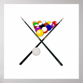 Billiard Balls and Pool Cues ポスター