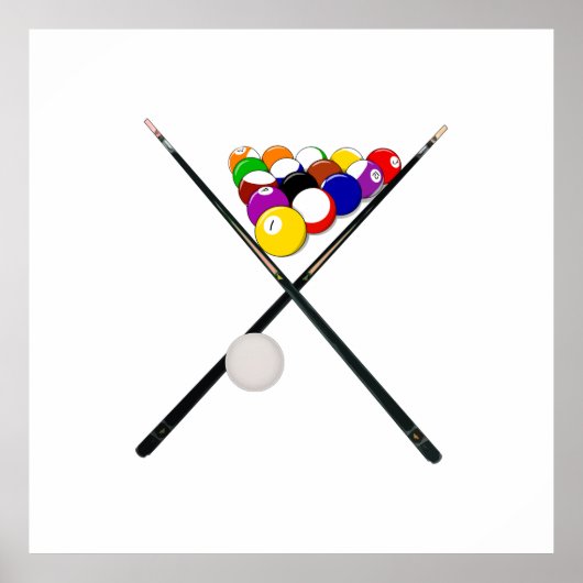 Billiard Balls and Pool Cues ポスター (正面)
