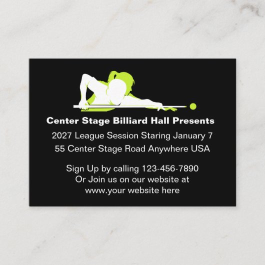 Billiard Hall Promotional Business Cards  名刺 (正面)