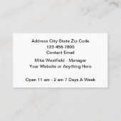 Billiard Snooker Hall Theme Business Cards 名刺 (裏面)