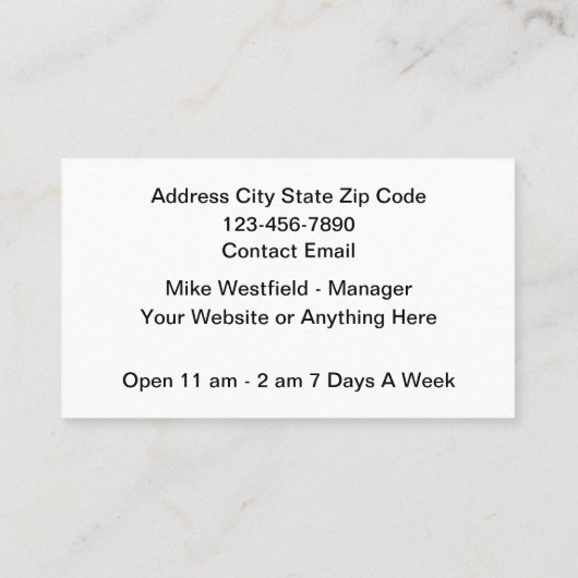 Billiard Snooker Hall Theme Business Cards 名刺 (裏面)