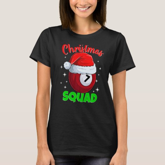 Billiards 7 Ball Christmas Squad Pool Balls Billia Tシャツ (正面)
